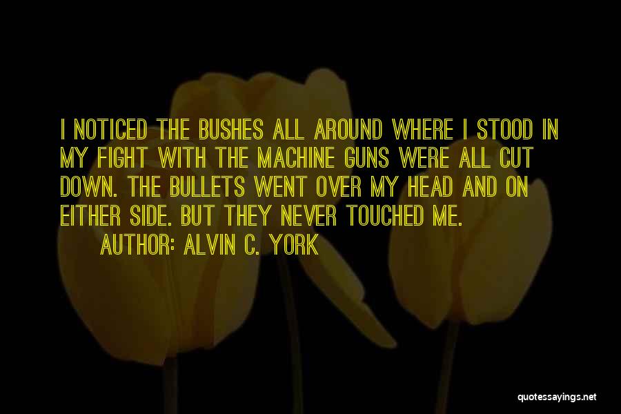 Alvin C. York Quotes: I Noticed The Bushes All Around Where I Stood In My Fight With The Machine Guns Were All Cut Down.