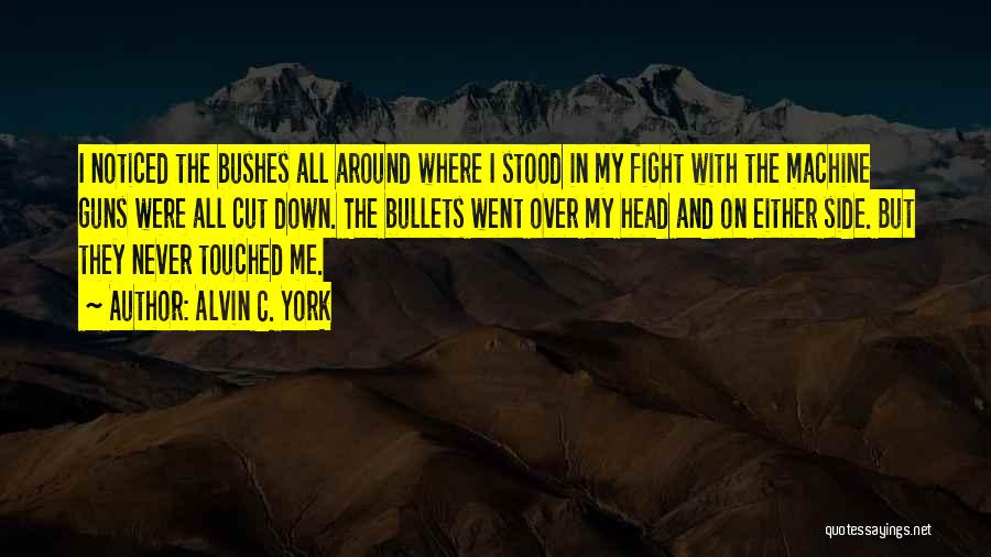 Alvin C. York Quotes: I Noticed The Bushes All Around Where I Stood In My Fight With The Machine Guns Were All Cut Down.