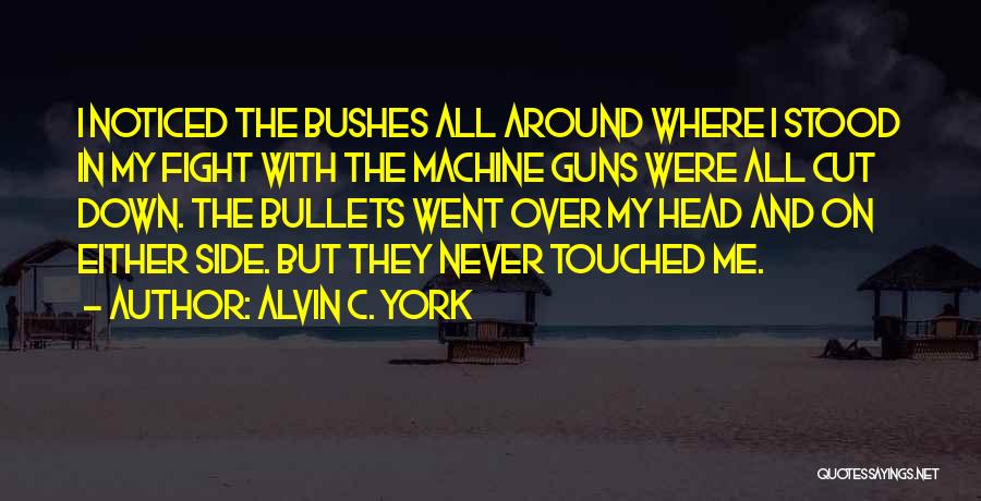 Alvin C. York Quotes: I Noticed The Bushes All Around Where I Stood In My Fight With The Machine Guns Were All Cut Down.
