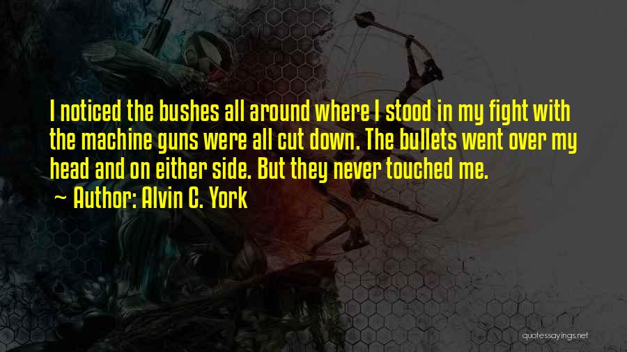 Alvin C. York Quotes: I Noticed The Bushes All Around Where I Stood In My Fight With The Machine Guns Were All Cut Down.