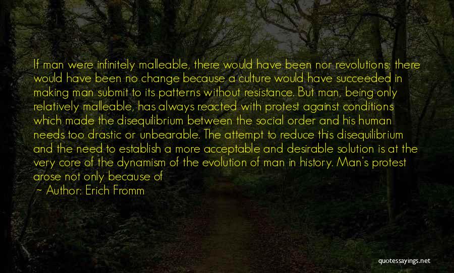 Erich Fromm Quotes: If Man Were Infinitely Malleable, There Would Have Been Nor Revolutions; There Would Have Been No Change Because A Culture