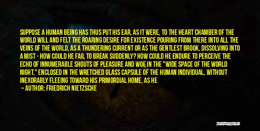 Friedrich Nietzsche Quotes: Suppose A Human Being Has Thus Put His Ear, As It Were, To The Heart Chamber Of The World Will