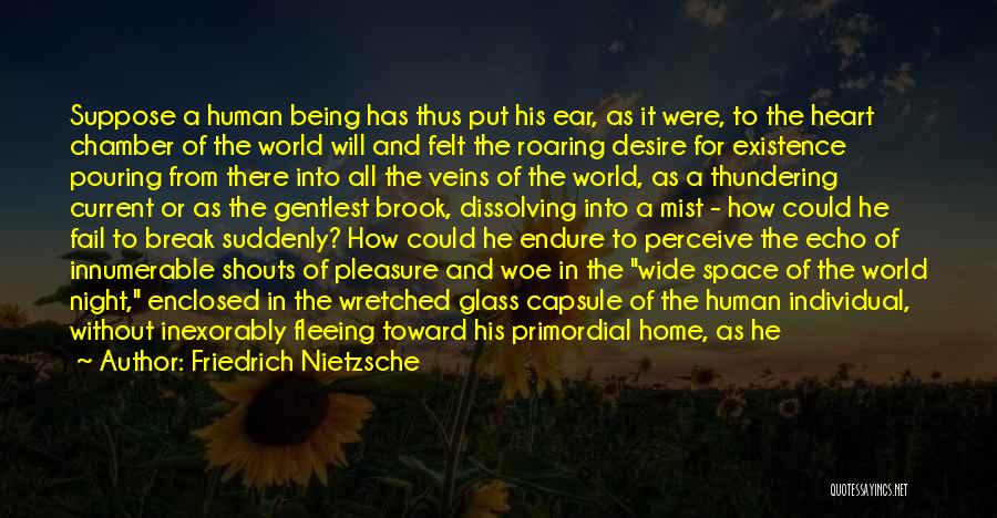 Friedrich Nietzsche Quotes: Suppose A Human Being Has Thus Put His Ear, As It Were, To The Heart Chamber Of The World Will