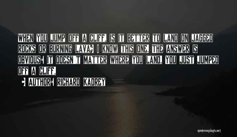 Richard Kadrey Quotes: When You Jump Off A Cliff, Is It Better To Land On Jagged Rocks Or Burning Lava? I Know This