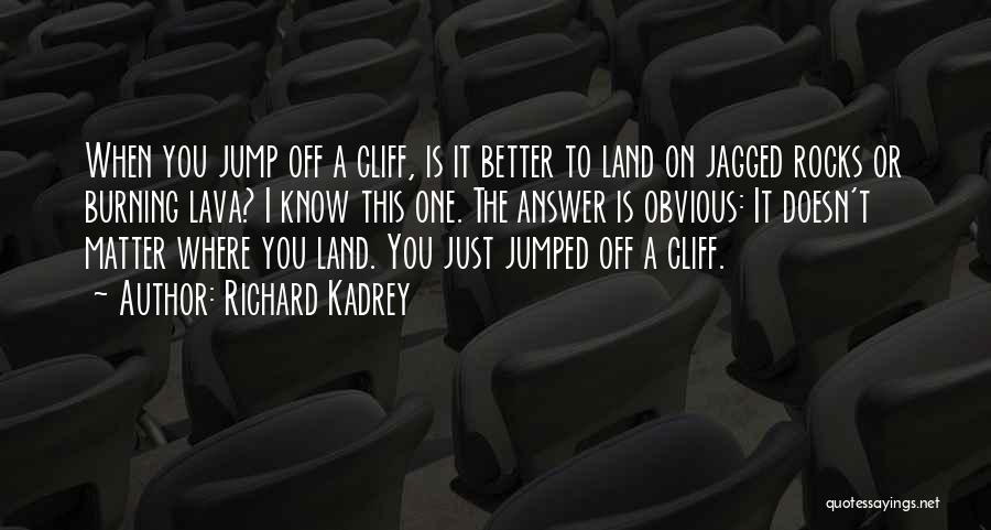 Richard Kadrey Quotes: When You Jump Off A Cliff, Is It Better To Land On Jagged Rocks Or Burning Lava? I Know This