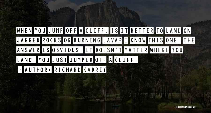 Richard Kadrey Quotes: When You Jump Off A Cliff, Is It Better To Land On Jagged Rocks Or Burning Lava? I Know This