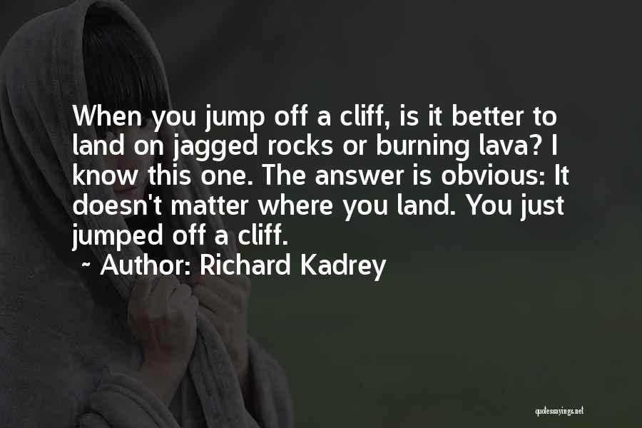 Richard Kadrey Quotes: When You Jump Off A Cliff, Is It Better To Land On Jagged Rocks Or Burning Lava? I Know This