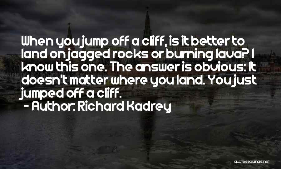 Richard Kadrey Quotes: When You Jump Off A Cliff, Is It Better To Land On Jagged Rocks Or Burning Lava? I Know This