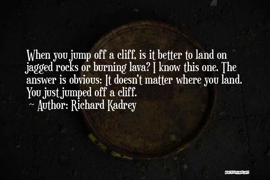 Richard Kadrey Quotes: When You Jump Off A Cliff, Is It Better To Land On Jagged Rocks Or Burning Lava? I Know This