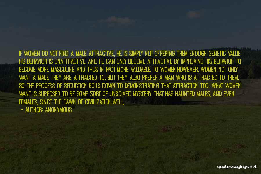 Anonymous Quotes: If Women Do Not Find A Male Attractive, He Is Simply Not Offering Them Enough Genetic Value; His Behavior Is