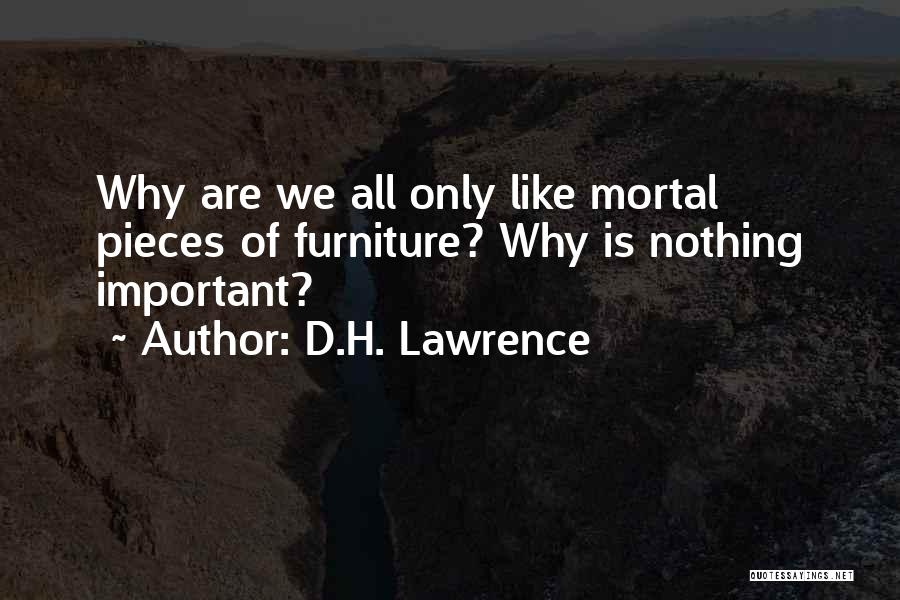 D.H. Lawrence Quotes: Why Are We All Only Like Mortal Pieces Of Furniture? Why Is Nothing Important?