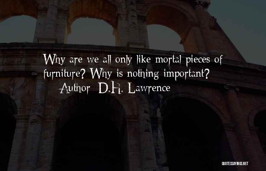 D.H. Lawrence Quotes: Why Are We All Only Like Mortal Pieces Of Furniture? Why Is Nothing Important?