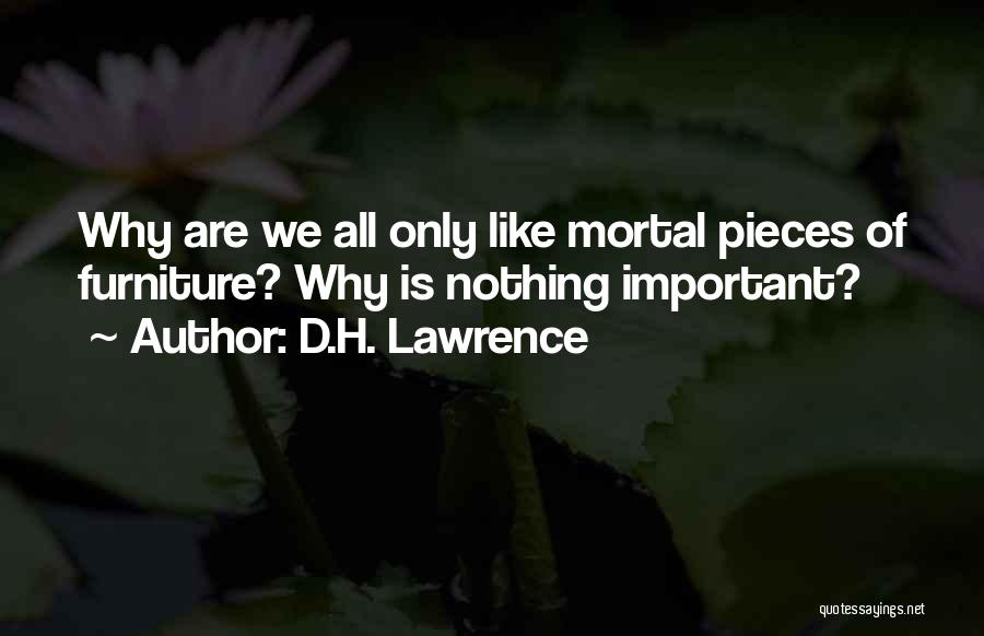 D.H. Lawrence Quotes: Why Are We All Only Like Mortal Pieces Of Furniture? Why Is Nothing Important?