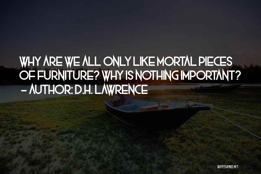 D.H. Lawrence Quotes: Why Are We All Only Like Mortal Pieces Of Furniture? Why Is Nothing Important?