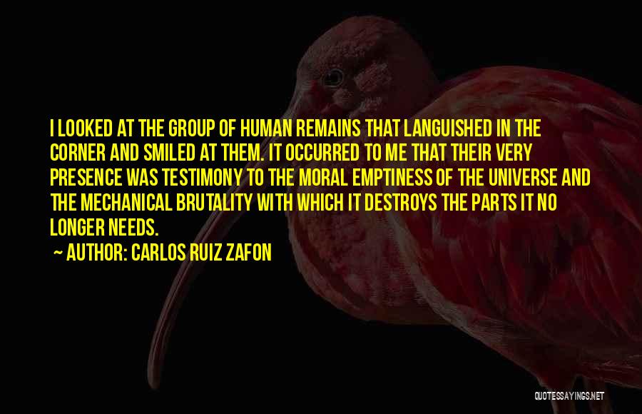 Carlos Ruiz Zafon Quotes: I Looked At The Group Of Human Remains That Languished In The Corner And Smiled At Them. It Occurred To