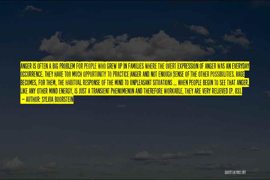 Sylvia Boorstein Quotes: Anger Is Often A Big Problem For People Who Grew Up In Families Where The Overt Expression Of Anger Was