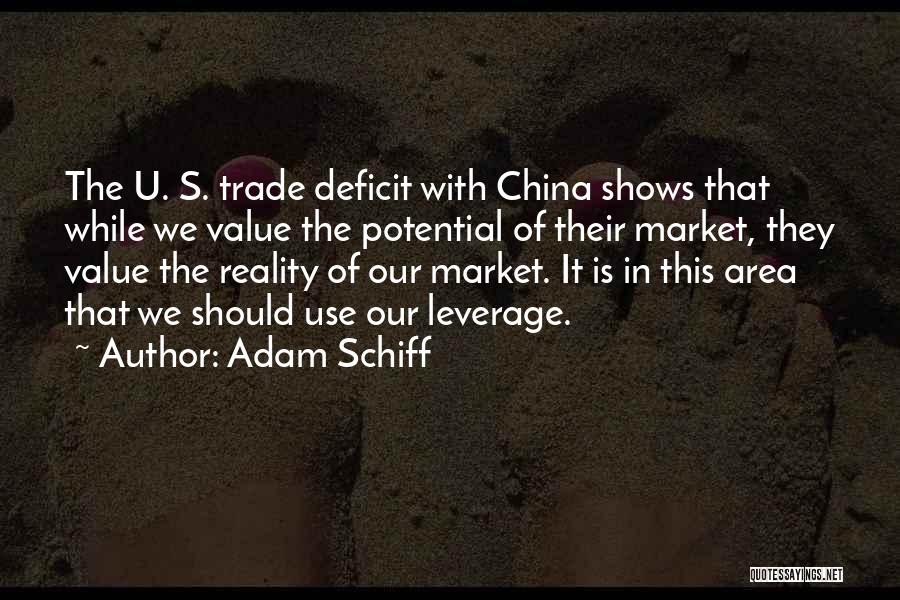 Adam Schiff Quotes: The U. S. Trade Deficit With China Shows That While We Value The Potential Of Their Market, They Value The