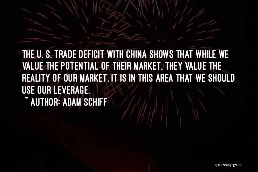 Adam Schiff Quotes: The U. S. Trade Deficit With China Shows That While We Value The Potential Of Their Market, They Value The