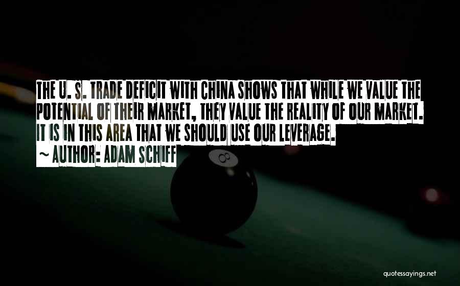 Adam Schiff Quotes: The U. S. Trade Deficit With China Shows That While We Value The Potential Of Their Market, They Value The