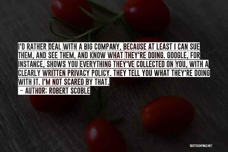 Robert Scoble Quotes: I'd Rather Deal With A Big Company, Because At Least I Can Sue Them, And See Them, And Know What