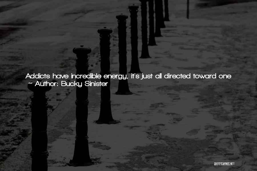 Bucky Sinister Quotes: Addicts Have Incredible Energy, It's Just All Directed Toward One Goal. But What Incredible Luck And Grace Addicts Have. You