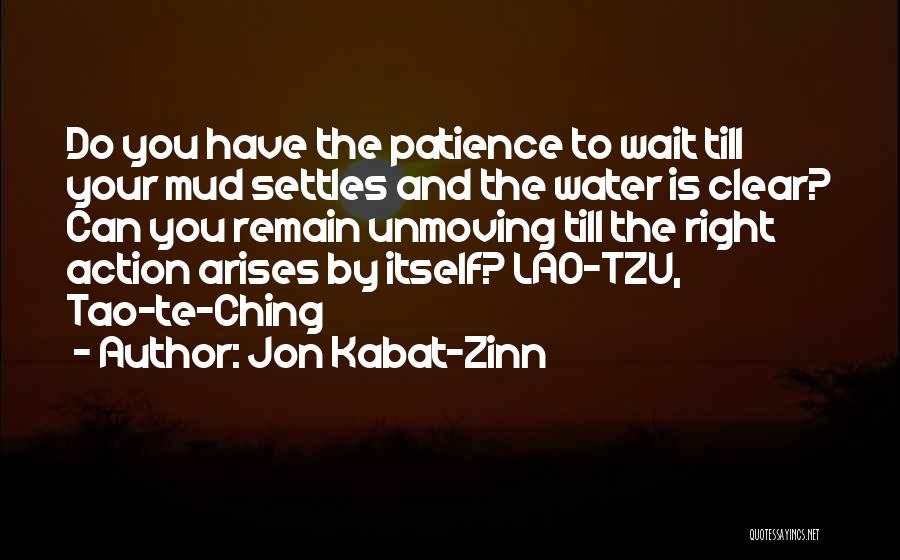 Jon Kabat-Zinn Quotes: Do You Have The Patience To Wait Till Your Mud Settles And The Water Is Clear? Can You Remain Unmoving