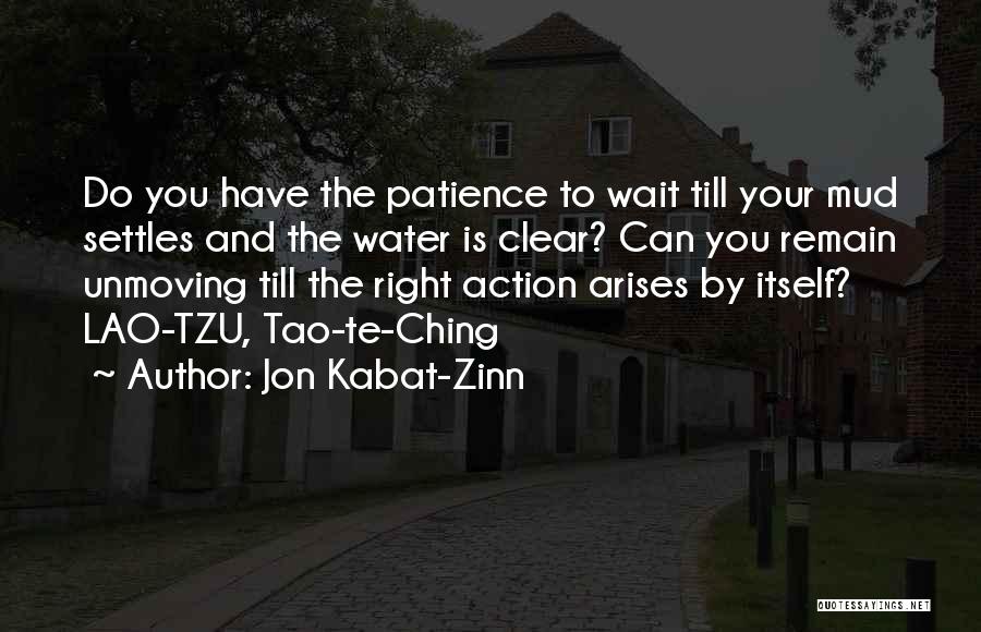 Jon Kabat-Zinn Quotes: Do You Have The Patience To Wait Till Your Mud Settles And The Water Is Clear? Can You Remain Unmoving