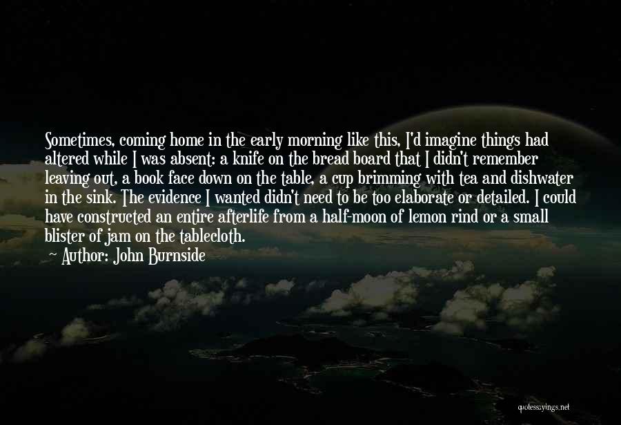 John Burnside Quotes: Sometimes, Coming Home In The Early Morning Like This, I'd Imagine Things Had Altered While I Was Absent: A Knife