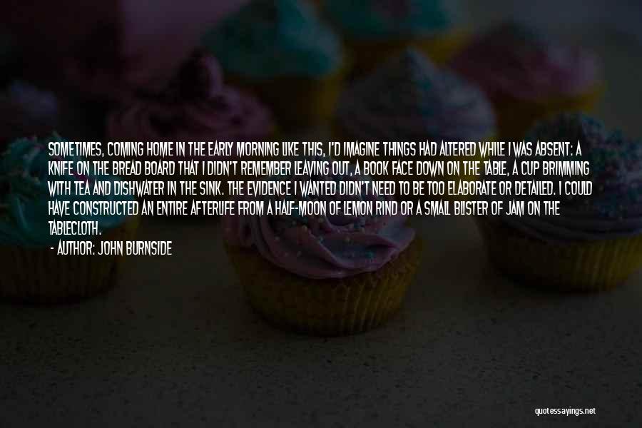 John Burnside Quotes: Sometimes, Coming Home In The Early Morning Like This, I'd Imagine Things Had Altered While I Was Absent: A Knife