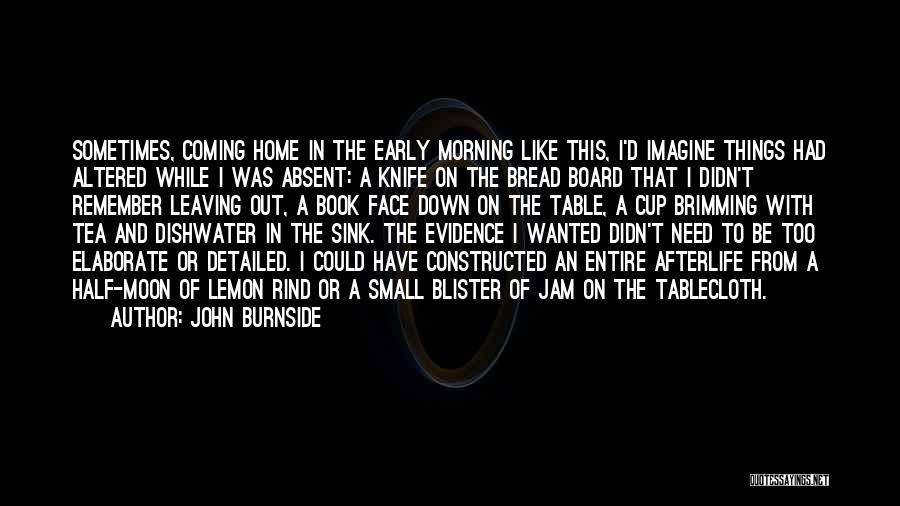 John Burnside Quotes: Sometimes, Coming Home In The Early Morning Like This, I'd Imagine Things Had Altered While I Was Absent: A Knife