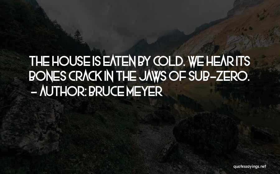 Bruce Meyer Quotes: The House Is Eaten By Cold. We Hear Its Bones Crack In The Jaws Of Sub-zero.