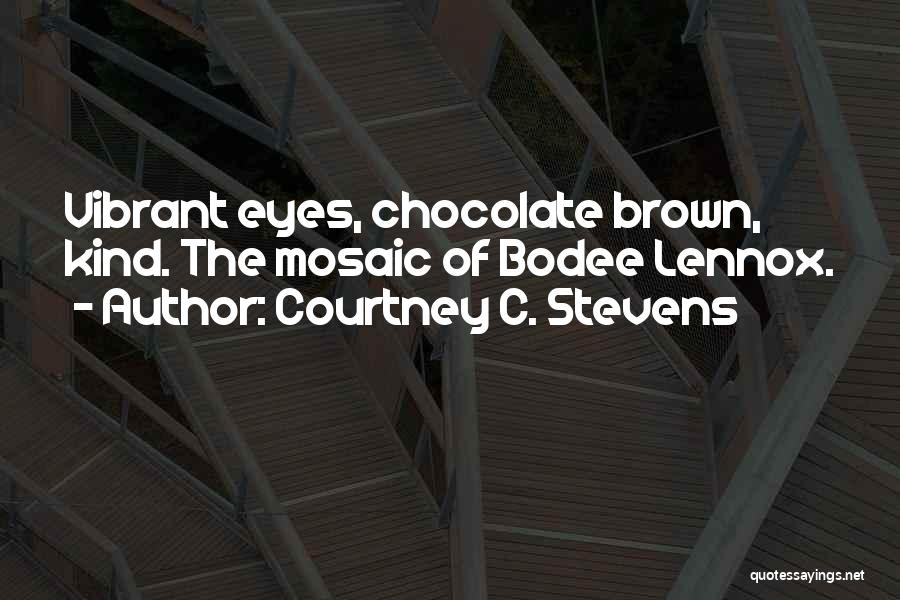 Courtney C. Stevens Quotes: Vibrant Eyes, Chocolate Brown, Kind. The Mosaic Of Bodee Lennox.