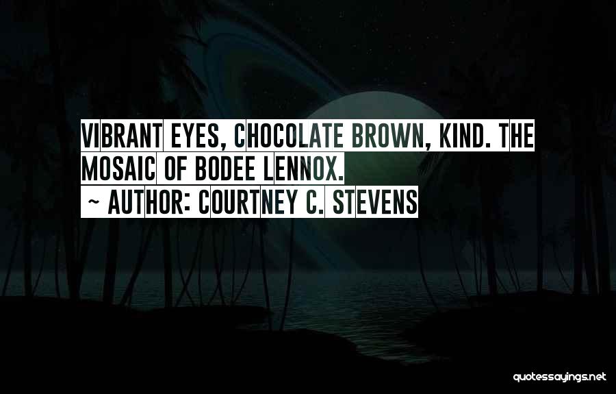 Courtney C. Stevens Quotes: Vibrant Eyes, Chocolate Brown, Kind. The Mosaic Of Bodee Lennox.