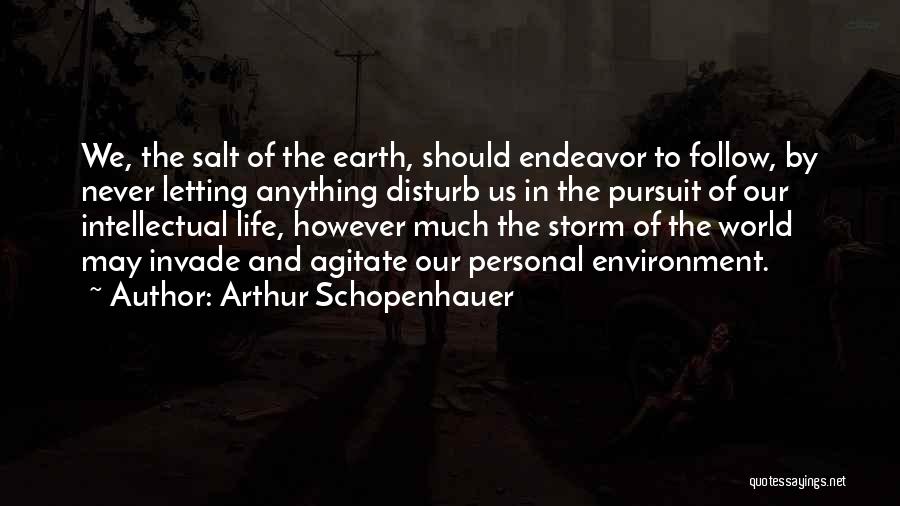 Arthur Schopenhauer Quotes: We, The Salt Of The Earth, Should Endeavor To Follow, By Never Letting Anything Disturb Us In The Pursuit Of