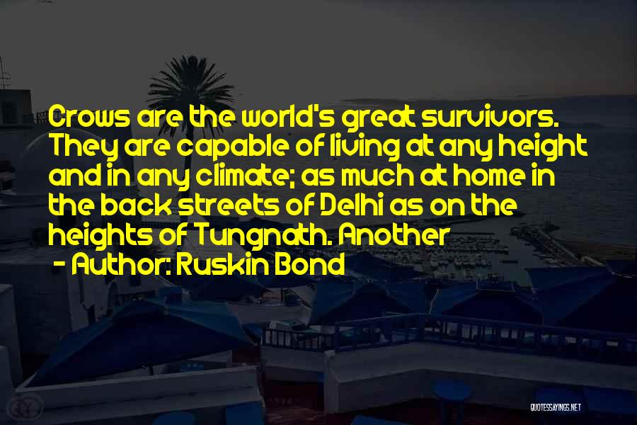 Ruskin Bond Quotes: Crows Are The World's Great Survivors. They Are Capable Of Living At Any Height And In Any Climate; As Much