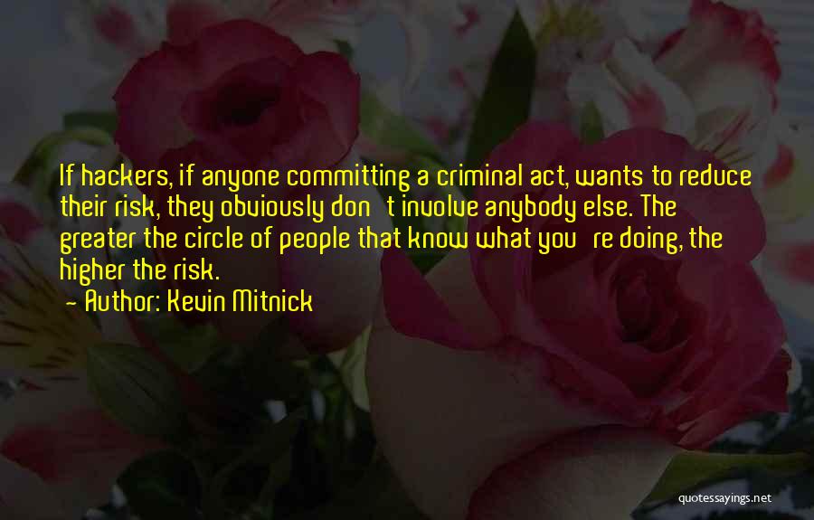 Kevin Mitnick Quotes: If Hackers, If Anyone Committing A Criminal Act, Wants To Reduce Their Risk, They Obviously Don't Involve Anybody Else. The