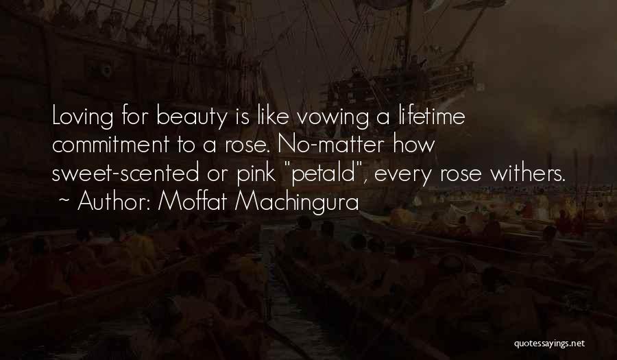 Moffat Machingura Quotes: Loving For Beauty Is Like Vowing A Lifetime Commitment To A Rose. No-matter How Sweet-scented Or Pink Petald, Every Rose