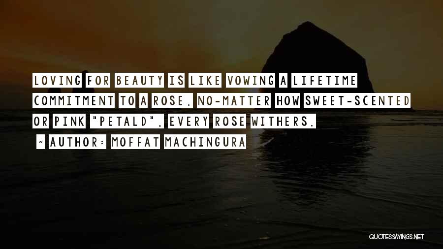 Moffat Machingura Quotes: Loving For Beauty Is Like Vowing A Lifetime Commitment To A Rose. No-matter How Sweet-scented Or Pink Petald, Every Rose