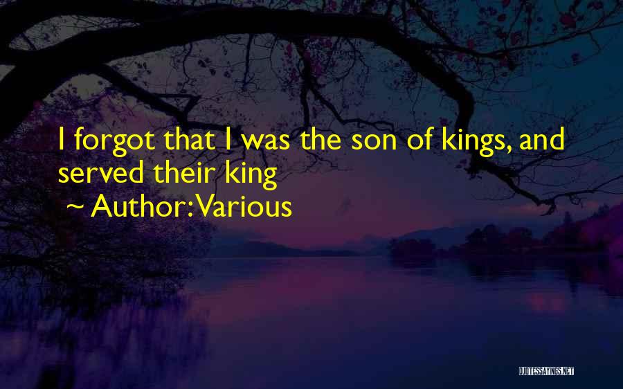 Various Quotes: I Forgot That I Was The Son Of Kings, And Served Their King
