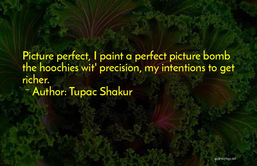 Tupac Shakur Quotes: Picture Perfect, I Paint A Perfect Picture Bomb The Hoochies Wit' Precision, My Intentions To Get Richer.