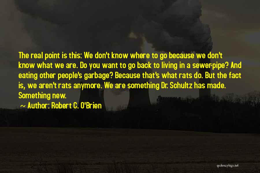 Robert C. O'Brien Quotes: The Real Point Is This: We Don't Know Where To Go Because We Don't Know What We Are. Do You