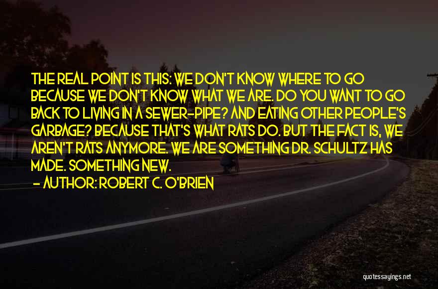 Robert C. O'Brien Quotes: The Real Point Is This: We Don't Know Where To Go Because We Don't Know What We Are. Do You