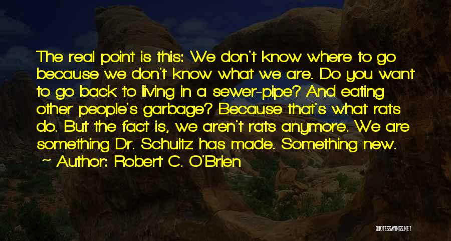 Robert C. O'Brien Quotes: The Real Point Is This: We Don't Know Where To Go Because We Don't Know What We Are. Do You