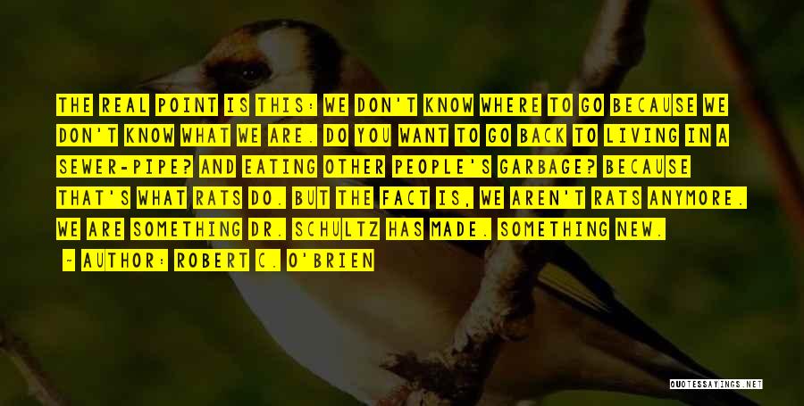 Robert C. O'Brien Quotes: The Real Point Is This: We Don't Know Where To Go Because We Don't Know What We Are. Do You