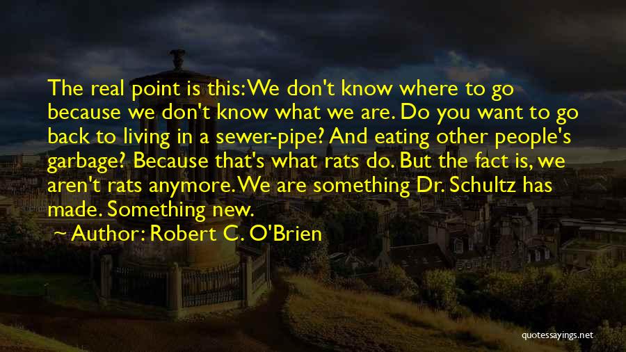 Robert C. O'Brien Quotes: The Real Point Is This: We Don't Know Where To Go Because We Don't Know What We Are. Do You