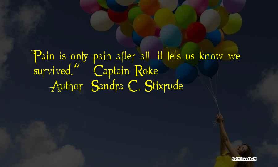 Sandra C. Stixrude Quotes: Pain Is Only Pain After All; It Lets Us Know We Survived. - Captain Roke