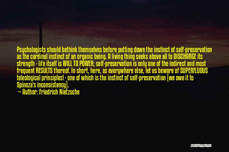 Friedrich Nietzsche Quotes: Psychologists Should Bethink Themselves Before Putting Down The Instinct Of Self-preservation As The Cardinal Instinct Of An Organic Being. A