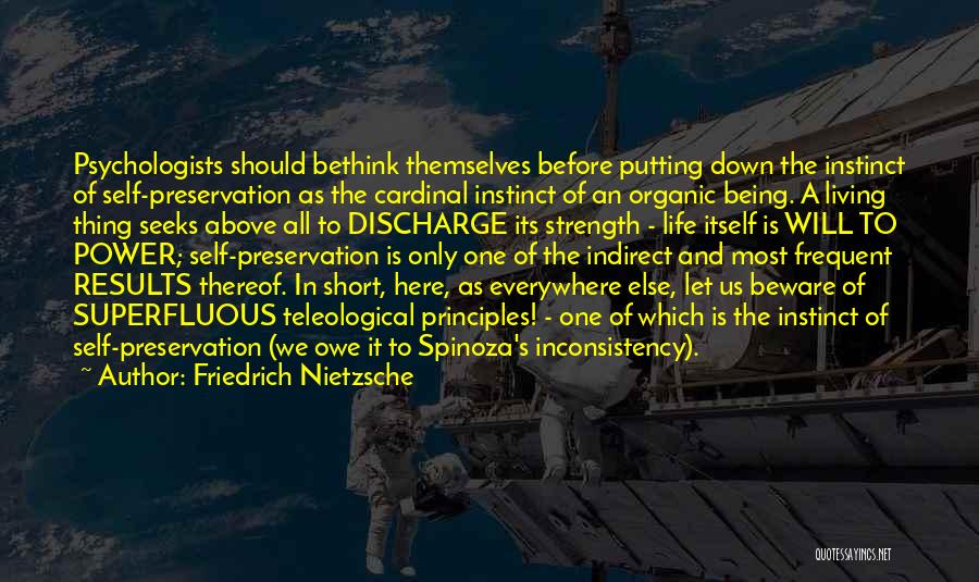 Friedrich Nietzsche Quotes: Psychologists Should Bethink Themselves Before Putting Down The Instinct Of Self-preservation As The Cardinal Instinct Of An Organic Being. A