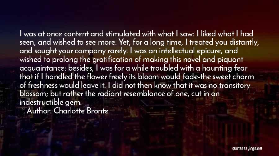 Charlotte Bronte Quotes: I Was At Once Content And Stimulated With What I Saw: I Liked What I Had Seen, And Wished To