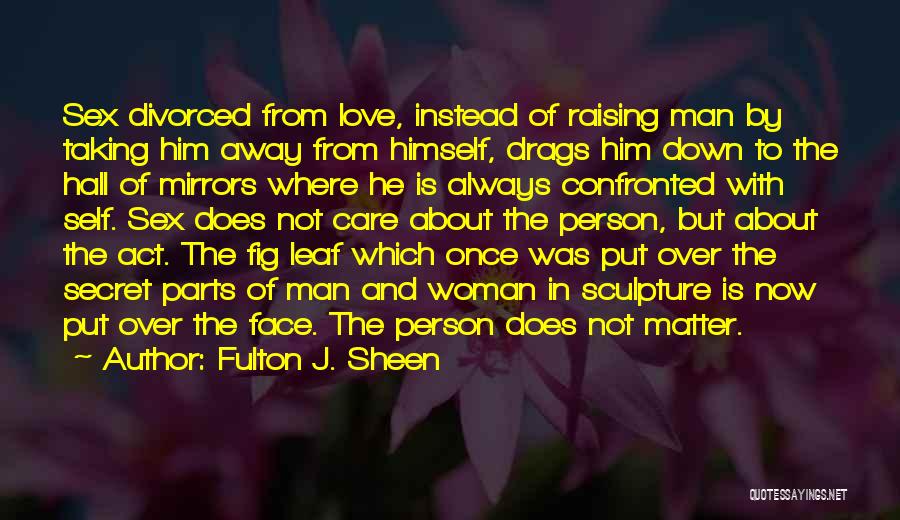 Fulton J. Sheen Quotes: Sex Divorced From Love, Instead Of Raising Man By Taking Him Away From Himself, Drags Him Down To The Hall